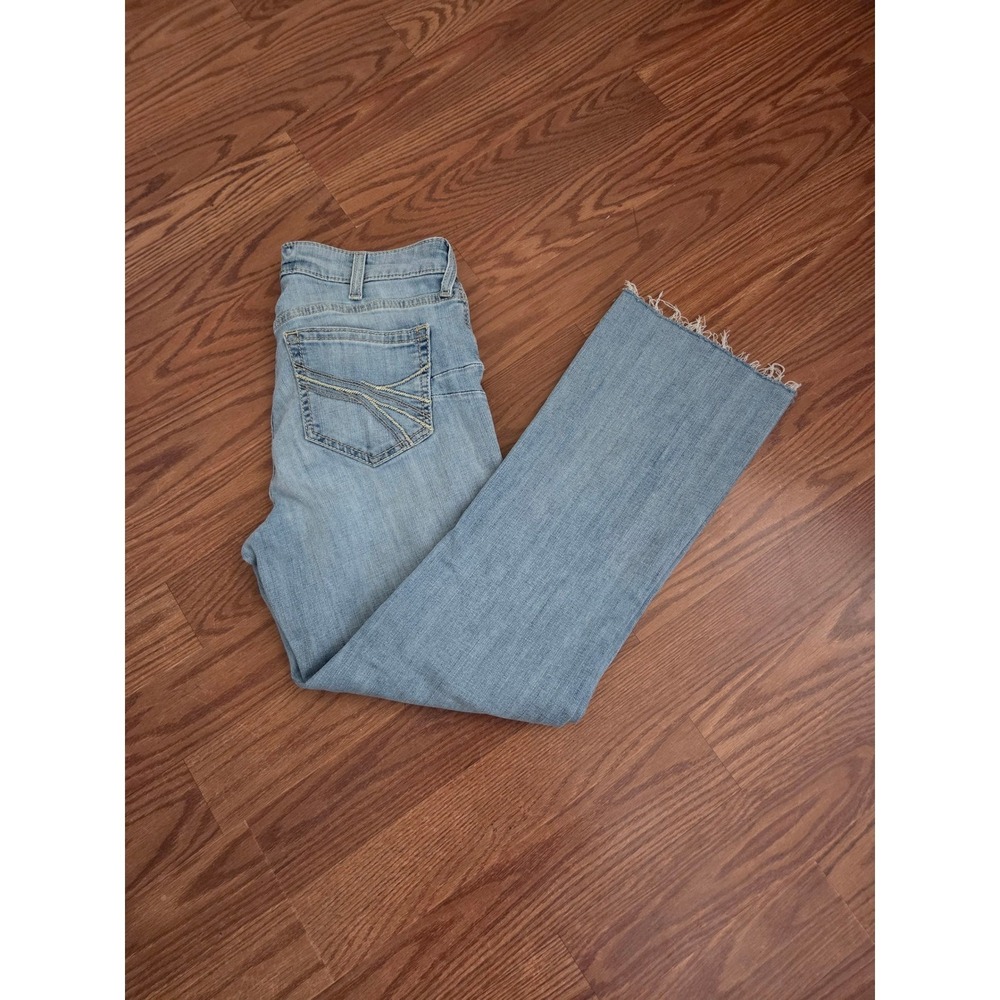 Ariat Real Denim Women 29 Light‎ Wash Wide Leg Raw Hem Western Jeans 29